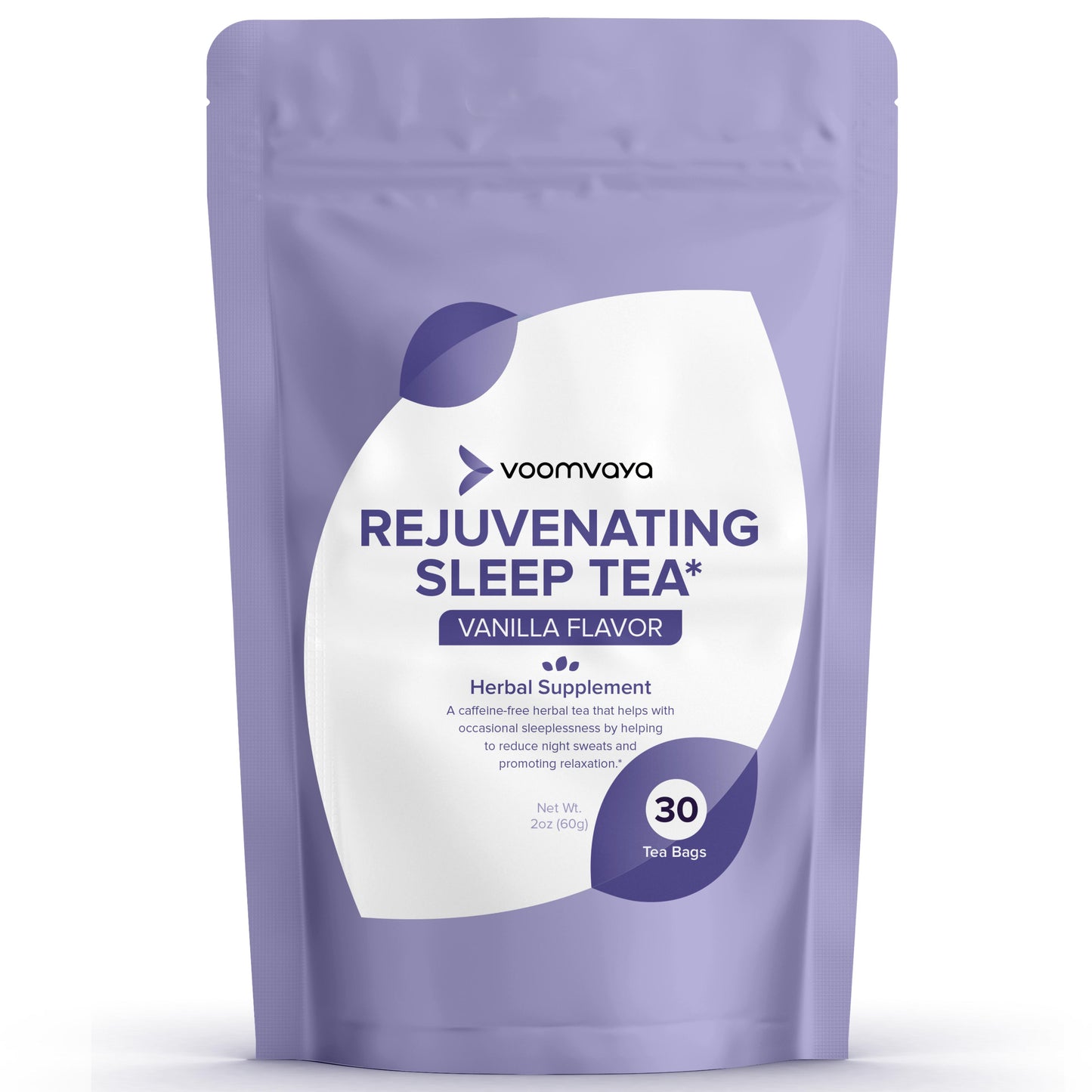 VoomVaya Rejuvenating Sleep Tea - Valerian Root Tea - Herbal Sleep Supplement for Menopause with Valerian Root, Lavender & Chamomile - Alleviates Hot Flashes, Night Sweats - 30 Teabags