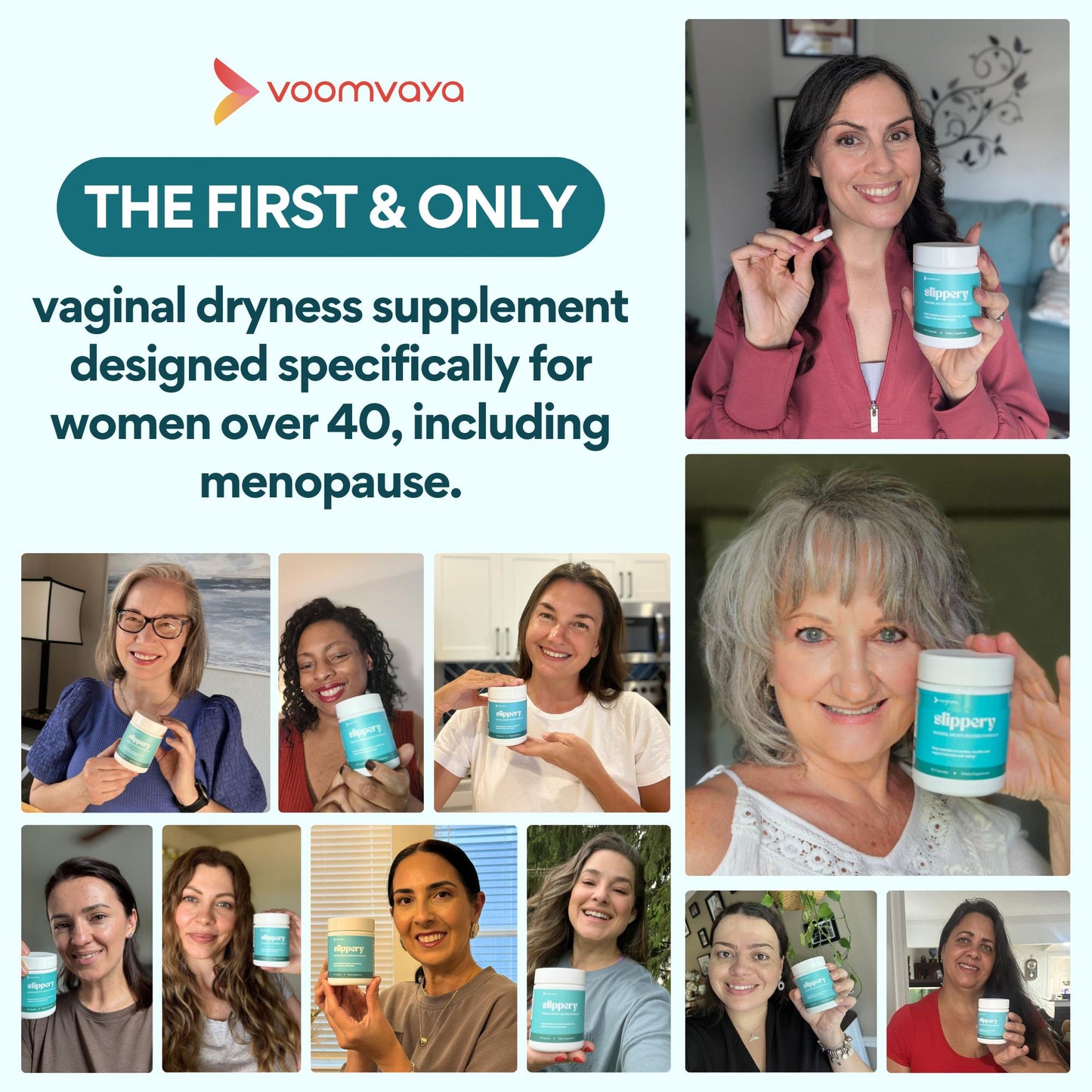 VoomVaya Slippery – Feminine Dryness Relief for Women Over 40 – with Slippery Elm for Women to Promote Moisture – 60 Capsules