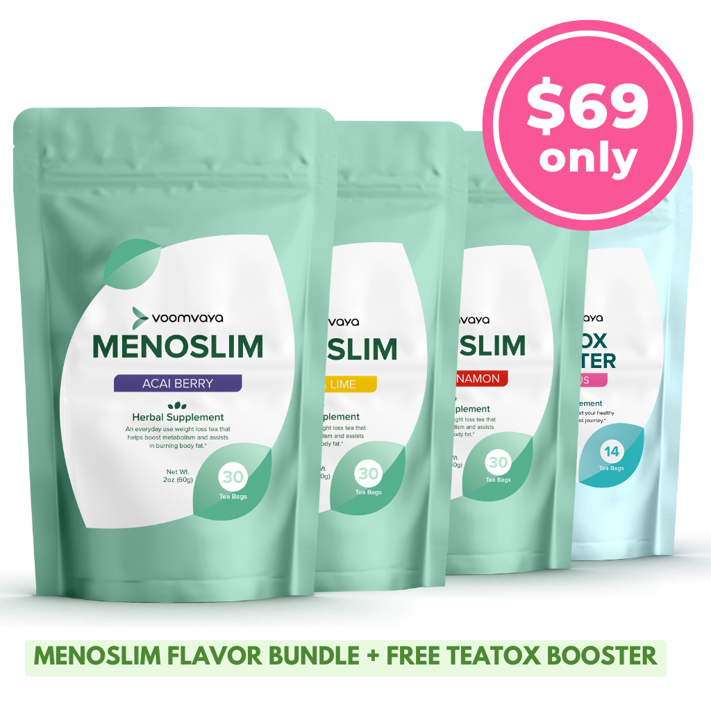 LIMITED TIME OFFER: 3 MORE Pouches of MenoSlim Tea + 1 FREE TeaTox Booster